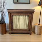 Vintage diepe houten vitrinekast / mini kast, Ophalen, 25 tot 50 cm, Minder dan 100 cm