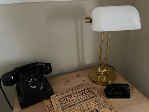 Bankierslamp / bureaulamp / notarislamp, Huis en Inrichting, Lampen | Tafellampen, Zo goed als nieuw, Minder dan 50 cm, Glas, Metaal