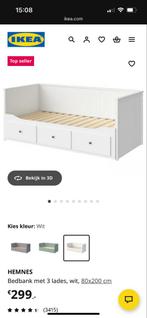 IKEA HEMNES Bedbank met 3 lades,wit,80x200, INCLUSIEF matras, Huis en Inrichting, Slaapkamer | Bedden, Ophalen, Eenpersoons, Wit