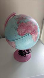 Wereldbol lamp roze met blauw met netsnoer en aan/uit knopje, Ophalen, Verlicht, Zo goed als nieuw
