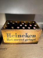 Oude Heineken houtenkrat vol met oude flesjes., Ophalen, Gebruikt, Heineken