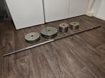 Complete halterset 110 kg - gewichten + stang, Sport en Fitness, Ophalen, Gebruikt, Halterset