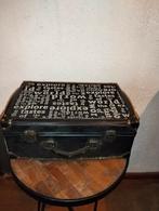 Mooi oud brocante koffer zwart met tekst, Antiek en Kunst, Curiosa en Brocante, Ophalen of Verzenden