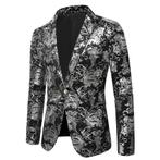 Barok zilveren zwarte heren blazer colbert paisley bloemen, Verzenden, Nieuw, Overige maten, Overige kleuren