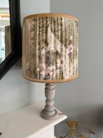 Prachtige tafellamp met stoffen kap pauw magnolia, Ophalen of Verzenden, Minder dan 50 cm