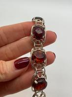 A848 Prachtige zilveren armband barnsteen, Sieraden, Tassen en Uiterlijk, Antieke sieraden, Ophalen of Verzenden, Zilver, Armband