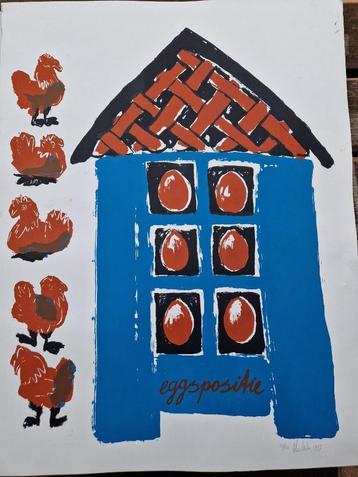 Zeefdruk op papier orgineel met NR beschikbaar voor biedingen