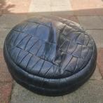 Leren poef (gebruikt), Huis en Inrichting, Ophalen, Leer, Zo goed als nieuw, 50 tot 75 cm
