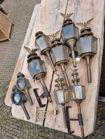 9 Oude Koperen Koetslampen beschikbaar voor biedingen