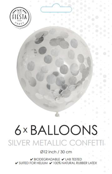 Latex Ballonnen - Metallic Zilver Confetti - 30cm (6st) beschikbaar voor biedingen