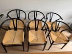 6x Tao stoelen (Loods 5) – zwart/wit, Wishbone stijl, Ophalen, Riet of Rotan, Gebruikt, Wit