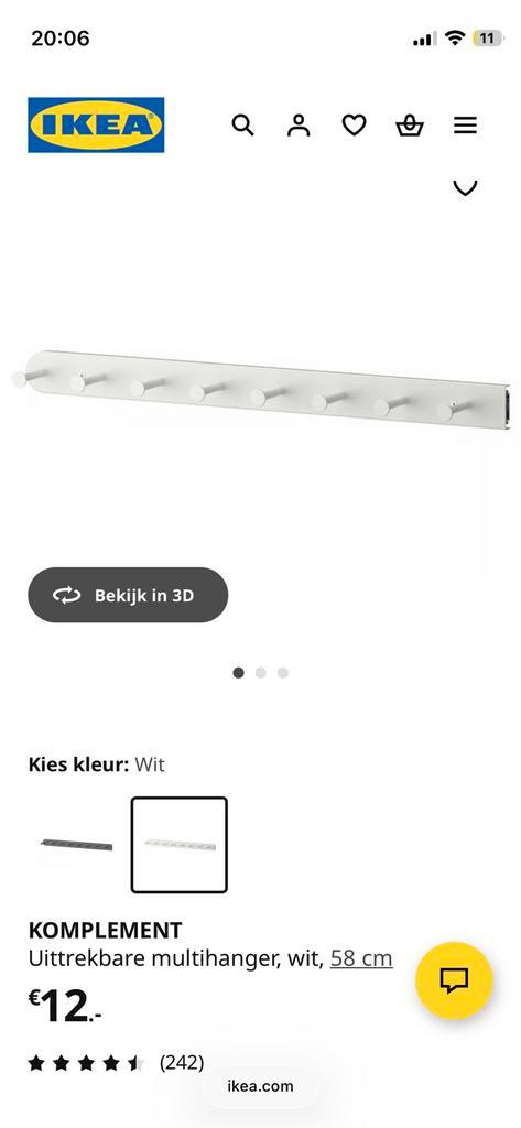 Pax Komplement uittrekbare multihanger kledinghaken ophanger, Huis en Inrichting, Kasten | Kledingkasten, Zo goed als nieuw, Minder dan 100 cm