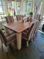 Mooie houten tafel met 6 gebruikte stoelen, Huis en Inrichting, Tafels | Eettafels, Ophalen, Gebruikt, 50 tot 100 cm, Vijf personen of meer