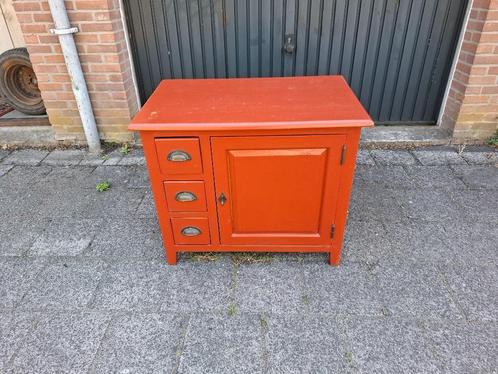 Leuke roodbruine houten ladekast/bergkast met 3 laden, Huis en Inrichting, Kasten | Ladekasten, Gebruikt, Minder dan 100 cm, 50 tot 100 cm