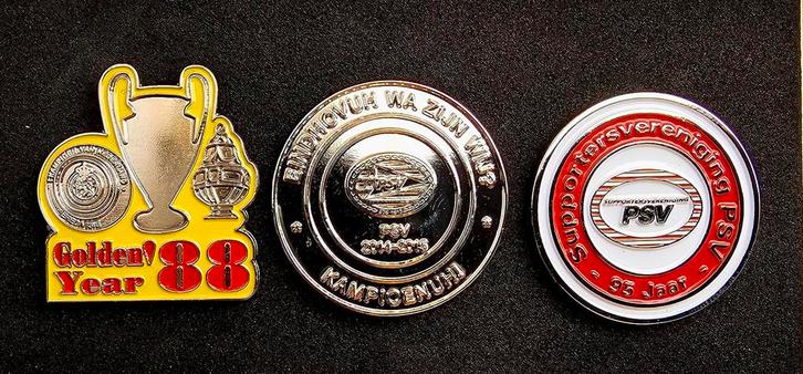 PSV Speldjes Collectie, 3 unieke PSV pins., Verzamelen, Speldjes, Pins en Buttons, Zo goed als nieuw, Speldje of Pin, Sport, Ophalen