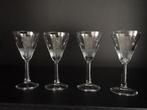 4 antieke borrelglaasjes op voet,vintage glas, likeurglas, Ophalen
