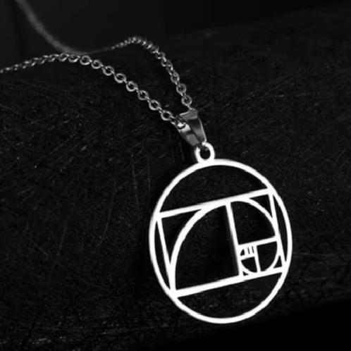 "Gulden Snede' De Fibonacci-spiraal hanger incl. ketting, Sieraden, Tassen en Uiterlijk, Kettinghangers, Nieuw, Overige materialen