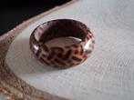retro vintage ring hout streepjes maat 20 nr.6, Overige materialen, Nieuw, Ophalen of Verzenden, Dame of Heer