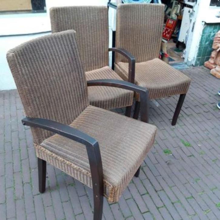 Loom eetkamer stoel met en zonder armleuning 7,50 per stuk, Huis en Inrichting, Stoelen, Zo goed als nieuw, Eén, Hout, Bruin, Ophalen