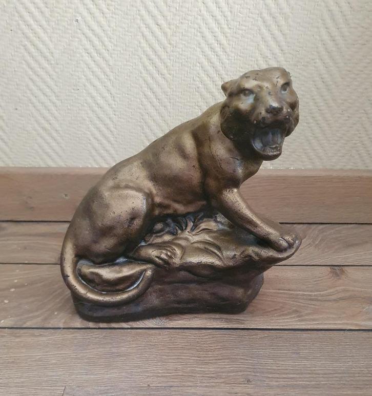 Aardewerken beeld van een panter van M Salvetti, Antiek en Kunst, Antiek | Woonaccessoires, Ophalen of Verzenden