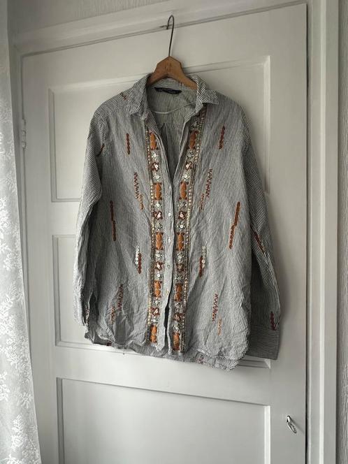 Prachtig bohemian geborduurde kraaltjes blouse Zara L 42 44, Kleding | Dames, Blouses en Tunieken, Zo goed als nieuw, Maat 42/44 (L)