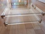 Glazen salontafel, Huis en Inrichting, Tafels | Salontafels, Ophalen, Vierkant, Zo goed als nieuw, Glas