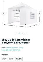 Easy-up Partytent Wit, 4 Wanden - Zo Goed Als Nieuw!, Ophalen, Opvouwbaar, Partytent, Minder dan 4 meter