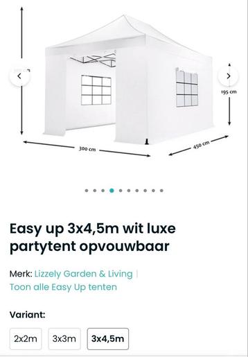 Easy-up Partytent Wit, 4 Wanden - Zo Goed Als Nieuw! beschikbaar voor biedingen