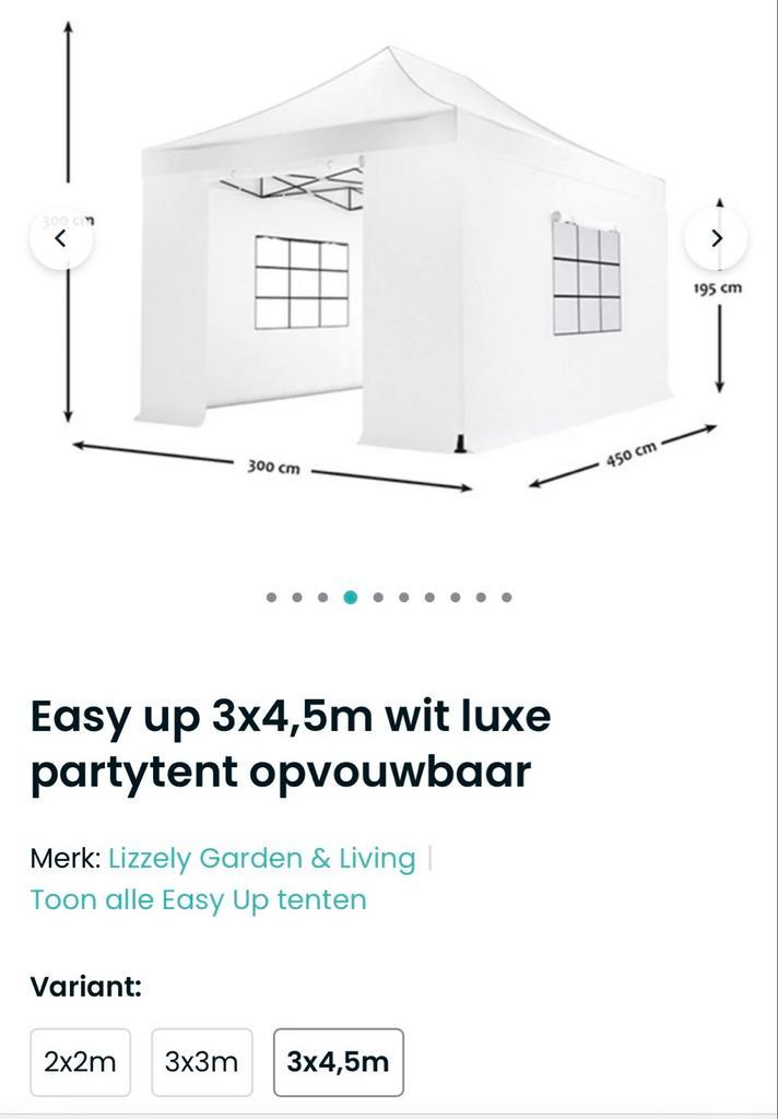 Easy-up Partytent Wit, 4 Wanden - Zo Goed Als Nieuw!, Tuin en Terras, Partytenten, Zo goed als nieuw, Partytent, 2 meter of meer