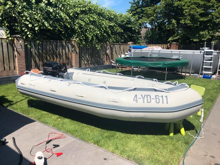 Mooie bb line 420 SA Sport alu  van 2021 met 20 pk mercury, Watersport en Boten, Rubberboten, Zo goed als nieuw, Overige merken