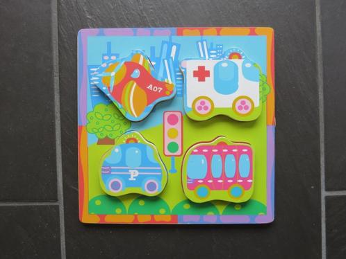 Houten inlegpuzzel 4 stukken, vervoer. Mooie vrolijke puzzel, Kinderen en Baby's, Speelgoed | Kinderpuzzels, Zo goed als nieuw