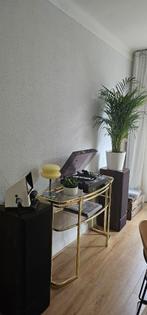 Vintage gouden glazen tafel - console tafeltje - retro dress, Huis en Inrichting, Tafels | Sidetables, Ophalen, Gebruikt, 100 tot 150 cm