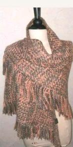 Nieuwe zalm met grijs grof gebreide punt shawl, Verzenden, Nieuw, Maat 46/48 (XL) of groter, Sjaal