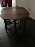 Antieke houten tafel met klepbladen, Huis en Inrichting, Tafels | Eettafels, Gebruikt, 50 tot 100 cm, Rond, Tot twee personen