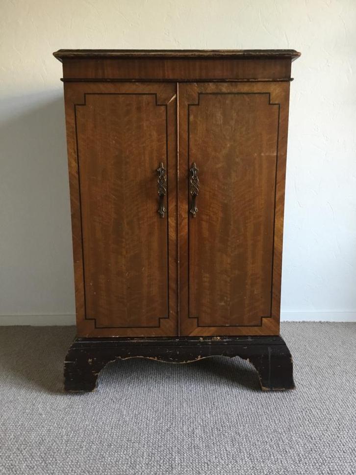 Antiek Gefineerd Houten Kastje, Huis en Inrichting, Kasten | Buffetkasten, Gebruikt, 100 tot 150 cm, Minder dan 50 cm, 25 tot 50 cm