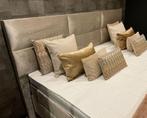 Familie boxspring maat 240cm tot 360cm breed op maat gemaakt, Ophalen of Verzenden, Nieuw, Tweepersoons, Beige