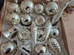 Zilverkleurig bewerkte  kerstballen glas.  Doos 19 stuks, Ophalen of Verzenden, Gebruikt
