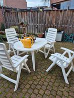 Witte kunststof tuinset - 4 stoelen en tafel, Tuin en Terras, Ophalen, Gebruikt, Kunststof