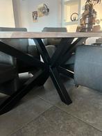 Mooie ovale eettafel met stoelen afm 220 x 110, Huis en Inrichting, Tafels | Eettafels, 100 tot 150 cm, Eikenhout, 200 cm of meer