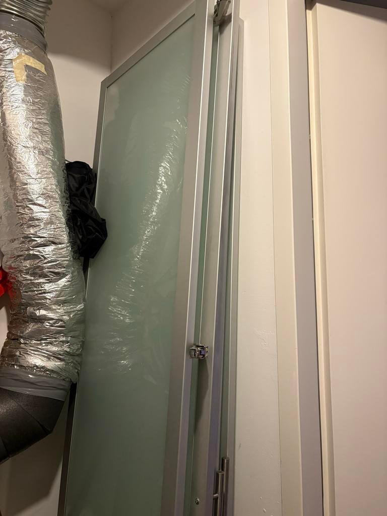 Glazen schuifdeur met metalen frame ikea paxkast, Doe-het-zelf en Verbouw, Deuren en Horren, Gebruikt, 80 tot 100 cm, Binnendeur