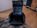 Zwart lederen relaxfauteuil, 4 maanden oud., Huis en Inrichting, Fauteuils, Minder dan 50 cm, Minder dan 75 cm, Leer, Ophalen of Verzenden