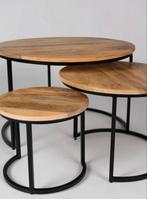 Set van 3 salontafels mango hout , samen 50€ (Zeist), Huis en Inrichting, Tafels | Salontafels, Ophalen, 50 tot 100 cm, Rond, Zo goed als nieuw