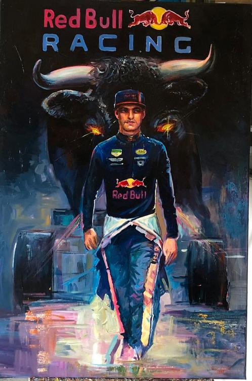 Alex L- Max Verstappen- Handgeschilderd (100%)- Uniek, Antiek en Kunst, Kunst | Schilderijen | Modern, Ophalen of Verzenden