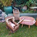 Retro Rotan Poppenwagen, Wiegje & Fietsstoeltje Set, Ophalen