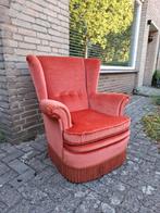 Vintage oor fauteuil velours stof jaren 60 stoel, Huis en Inrichting, Hout, Vintage mid century design jaren 60 70, Zo goed als nieuw