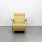 1x Leolux Scylla fauteuil hoge rug in gele stof, Huis en Inrichting, Fauteuils, Ophalen of Verzenden, Zo goed als nieuw, Metaal