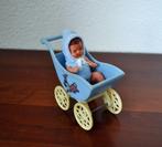 Vintage Kleine Wandelwagen met Baby Popje 8,5 cm 1960s, Ophalen of Verzenden, Gebruikt, Pop