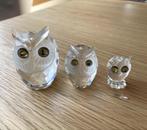 Vintage Swarovski Uil Set van 3 Kristallen Beeldjes 80's, Ophalen of Verzenden, Zo goed als nieuw, Dier