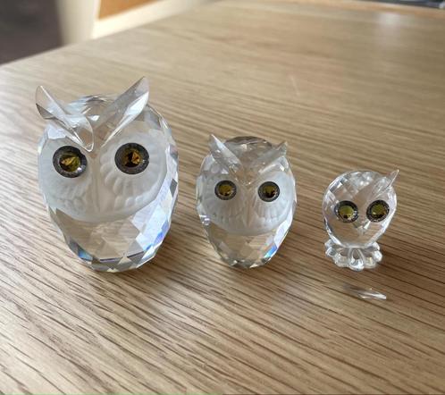 Vintage Swarovski Uil Set van 3 Kristallen Beeldjes 80's, Verzamelen, Beelden en Beeldjes, Zo goed als nieuw, Dier, Ophalen of Verzenden