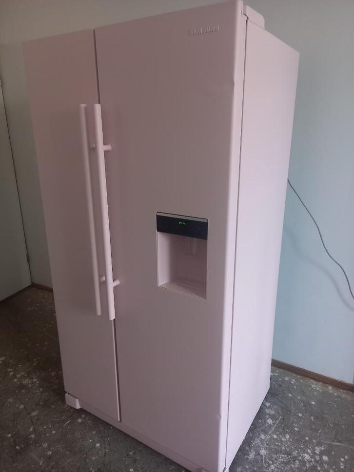 Samsung Amerikaanse koelkast Vintage Pink, Witgoed en Apparatuur, Koelkasten en IJskasten, Gebruikt, Met aparte vriezer, 200 liter of meer